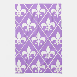 Lavender Fleur de Lis Tea Towel