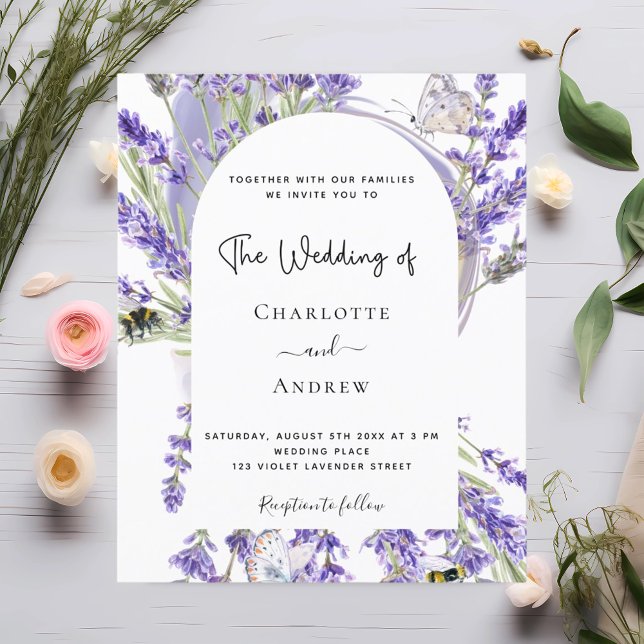 Lavender floral arch budget wedding invitation flyer (Creator Uploaded)