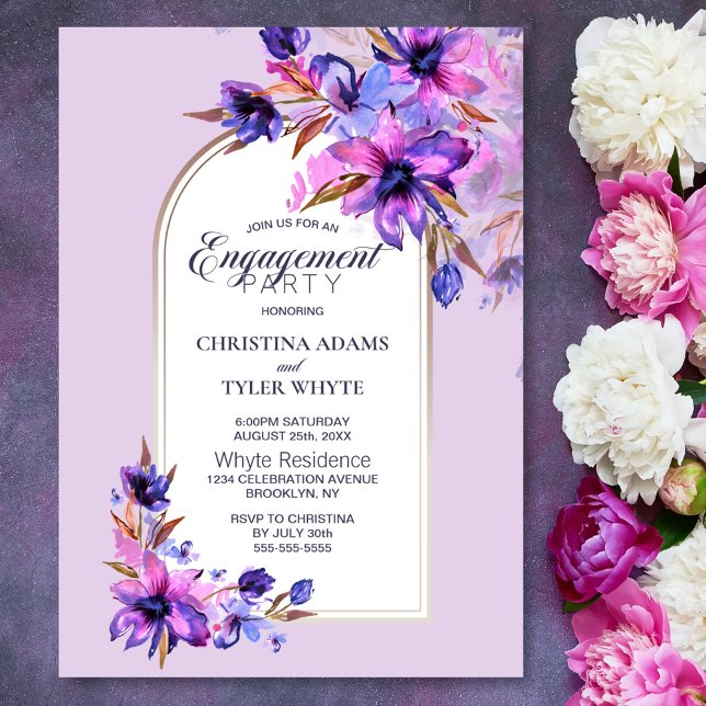 Lavender Floral Arch Engagement Party Invitation (Creator Uploaded)