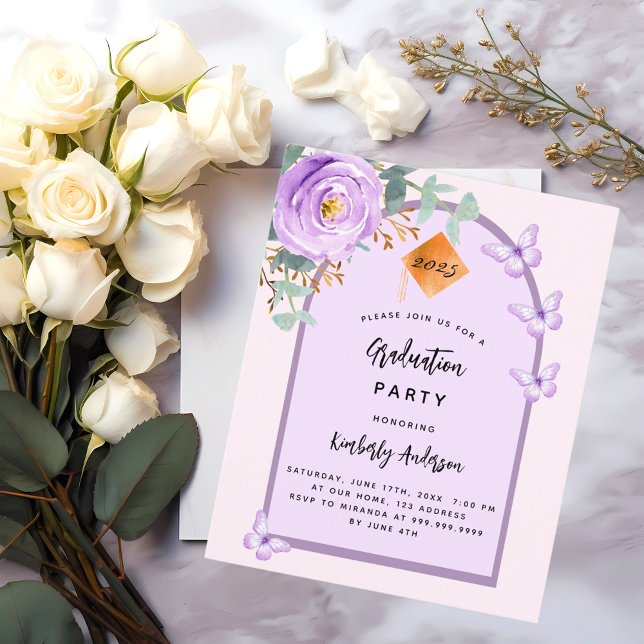 Lavender floral arch Graduation Party invitation (Creator Uploaded)