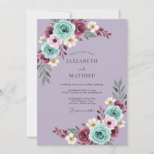 Lavender Floral Artistry Wedding Invitation
