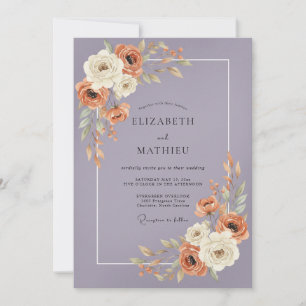 Lavender Floral Autumn Wedding Invitation