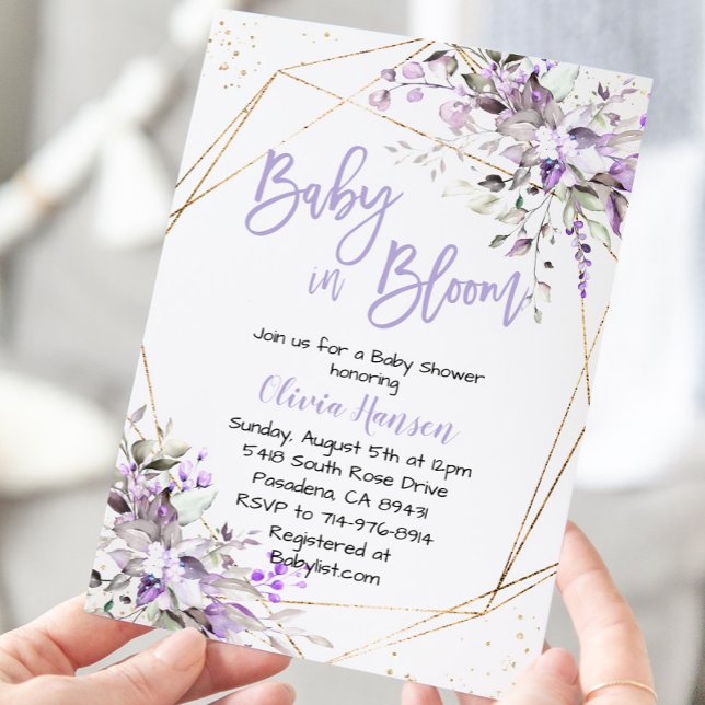 Lavender Floral Baby In Bloom Baby Shower Invitation (Creator Uploaded)