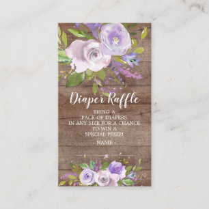 Lavender Floral Baby Shower Diaper Raffle Ticket Enclosure Card