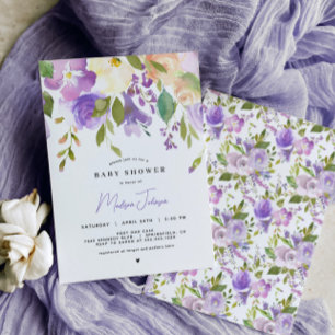 Lavender Floral Baby Shower Invitation
