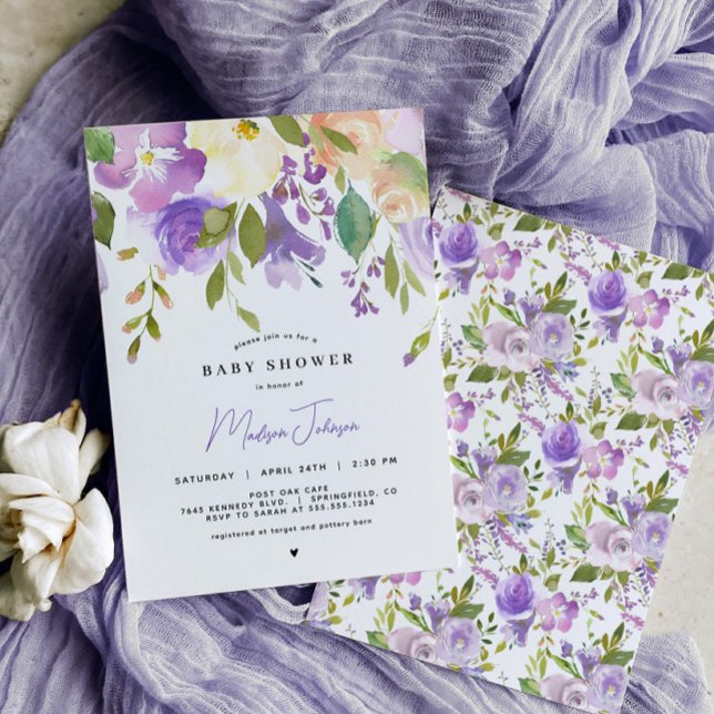 Lavender Floral Baby Shower Invitation (Creator Uploaded)