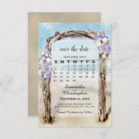 Lavender Floral Beach Arbor & Calendar Wedding