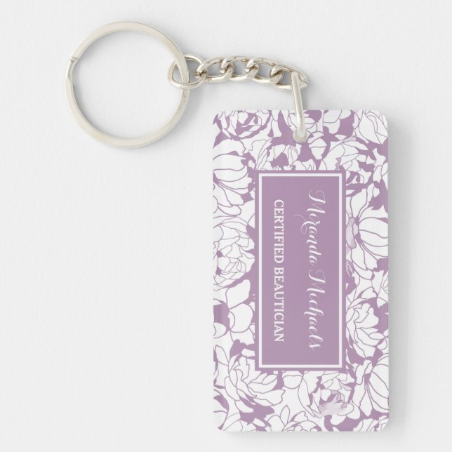 Lavender Floral Beautician Key Ring (Front)