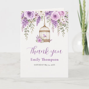 Lavender Floral Bird Cage Bridal Shower Thank You Card