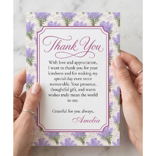 Lavender Floral Bloom Vintage Thank You Card