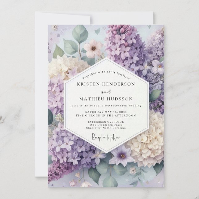 Lavender Floral Bloom Wedding Invitation (Front)