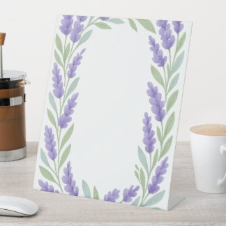 Lavender Floral Border Frame Pedestal Sign