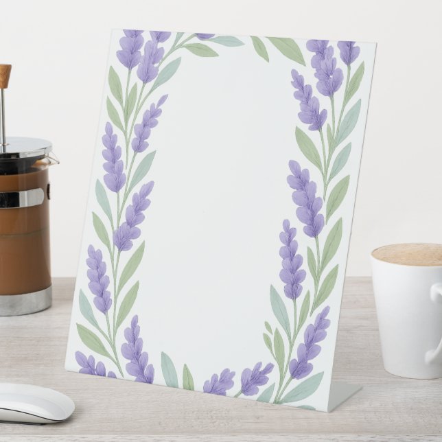 Lavender Floral Border Frame Pedestal Sign (In SItu)