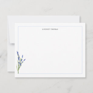 Lavender Floral Border Personalised Stationery Card