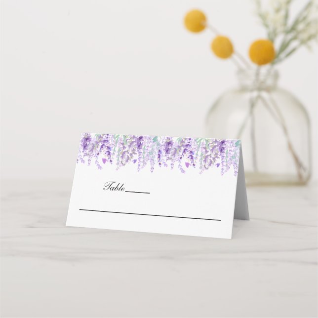 Lavender Floral Botanical Elegant Wedding  Place Card (Front)