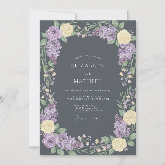 Lavender Floral Botanical Wedding Invitation (Front)