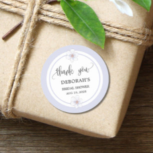 Lavender Floral Bridal Shower Classic Round Sticker