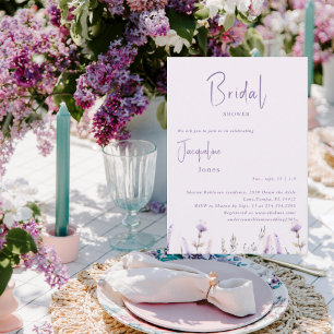 Lavender Floral  Bridal Shower Invitation