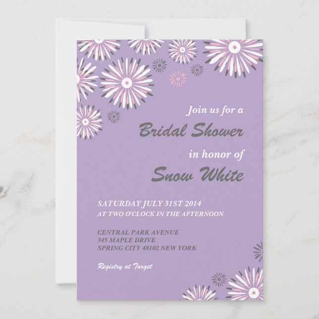 Lavender Floral Bridal Shower Wedding Invitation (Front)