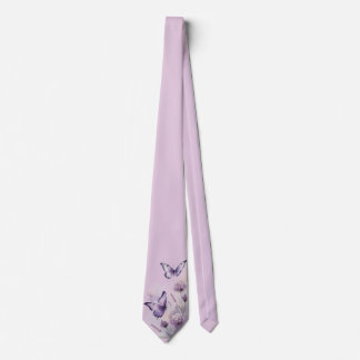 Lavender Floral & Butterfly Neck Tie