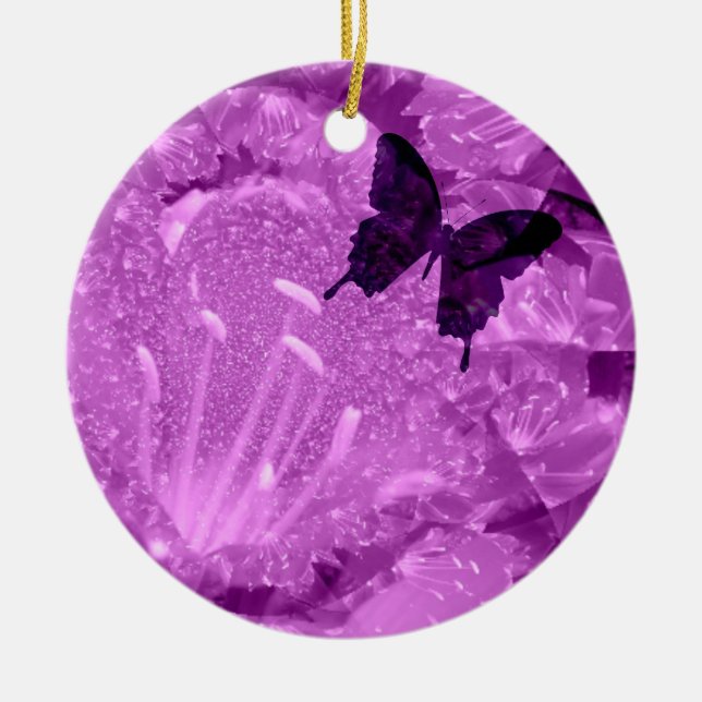 Lavender Floral Ceramic Keepsake Tree Decoration (Front)