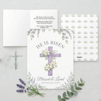 Lavender Floral Cross Christian Sunday invitation 