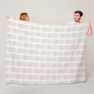 Lavender Floral Damask Pattern Fleece Blanket
