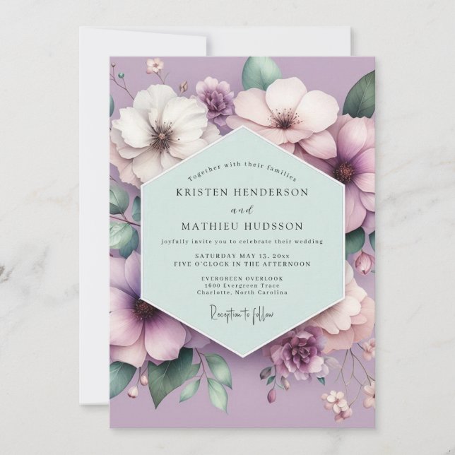 Lavender Floral Dream Wedding Invitation (Front)