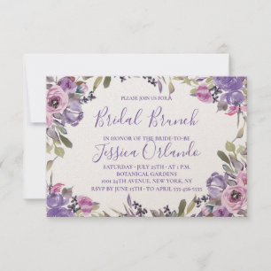 Lavender Floral Elegant Script Bridal Brunch Invitation