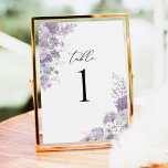 Lavender Floral Elegant Wedding Table Numbers<br><div class="desc">Add elegant structure to your reception tables with this lavender watercolor floral wedding table number. Soft botanical florals in romantic lavender tones frame a clean modern layout, allowing the large table number to remain clearly visible for guests while maintaining a refined aesthetic. The delicate watercolor artwork pairs beautifully with garden...</div>