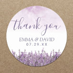 Lavender Floral Elegant Wedding Thank You Classic Round Sticker<br><div class="desc">Lavender Floral Elegant Wedding Thank You Stickers.</div>