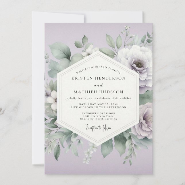 Lavender Floral Ethereal Wedding Invitation (Front)
