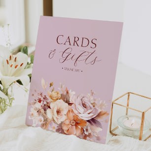 Lavender Floral Fall Baby Shower Cards & Gifts Pedestal Sign