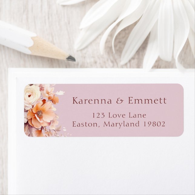 Lavender Floral Fall Baby Shower Return Address (Insitu)