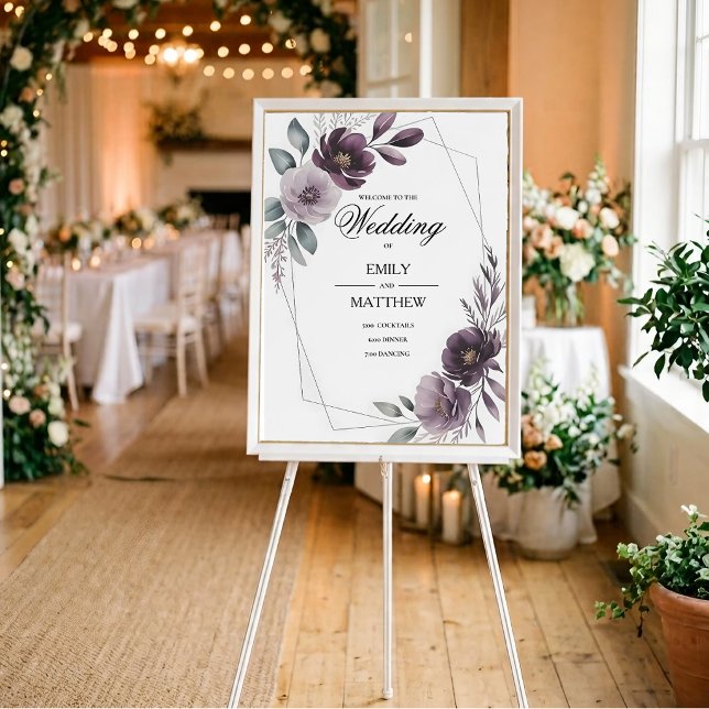Lavender Floral Framed Wedding Poster Sign (Creator Uploaded)