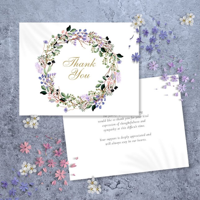 Lavender Floral Funeral Celebration Of Life Thank You Card (Lavender Floral Funeral Celebration Of Life Thank You Card)