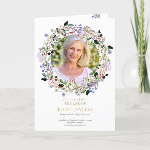 Lavender Floral FuneralOrder Of Service Folded Programme