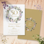 Lavender Floral Garland 50th Wedding Anniversary Invitation<br><div class="desc">Featuring a delicate watercolor floral lavender garland,  this chic botanical 50th wedding anniversary invitation can be personalised with your special anniversary information. The reverse features a matching floral garland framing your anniversary dates in elegant text on a golden background. Designed by Thisisnotme©</div>