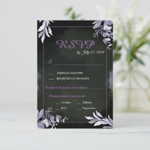 Lavender Floral Gothic RSVP Wedding Card
