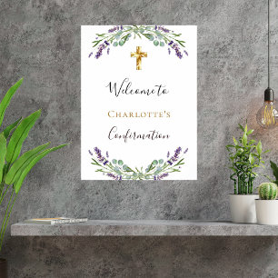 Lavender floral greenery Confirmation welcome Poster