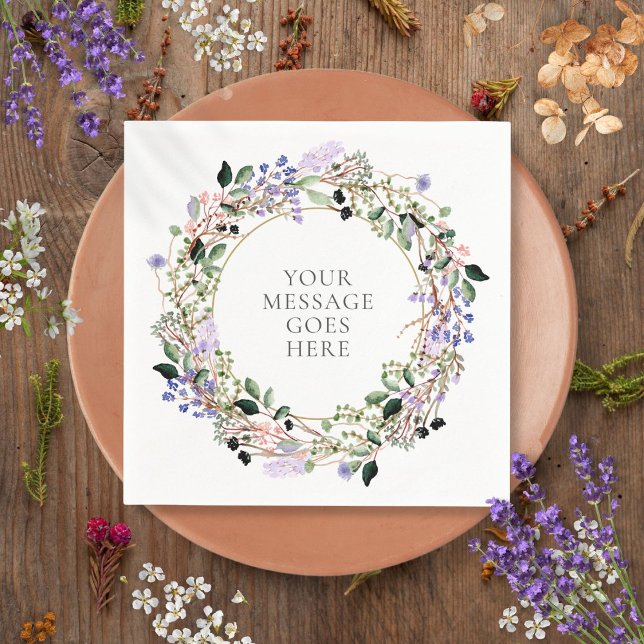 Lavender Floral Greenery Foliage Garland Napkin (Lavender Floral Greenery Foliage Garland Napkins)