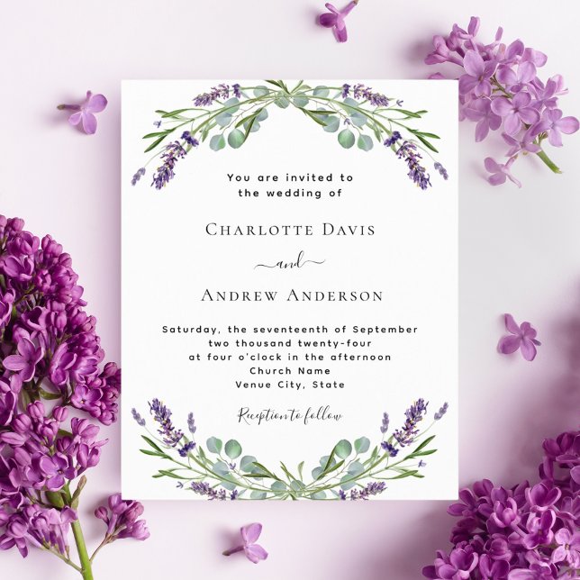 Lavender floral greenery formal wedding invitation (Creator Uploaded)