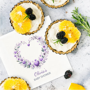 Lavender Floral Heart Baby Shower Napkin