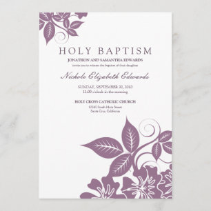 Lavender Floral Holy Baptism Invitation