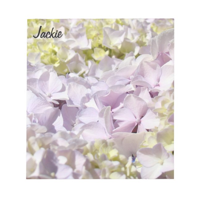 Lavender Floral Hydrangea Notepad Your Name custom (Front)