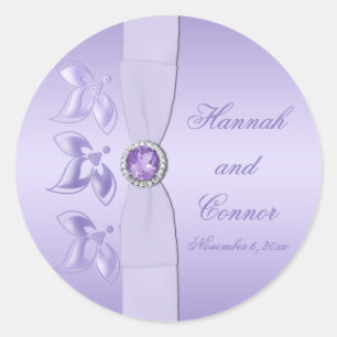 Lavender Floral Jewelled 1.5" Round Sticker