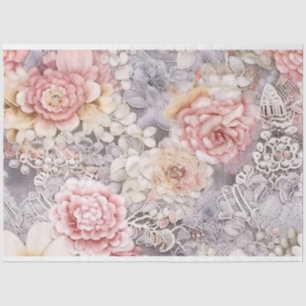 Lavender Floral & Lace Decoupage Tissue Paper