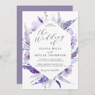 Lavender Floral Lilac Botanical Mauve Wedding Invitation
