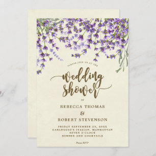 lavender floral modern wedding shower invitation