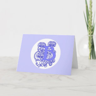 Lavender Floral Monogram Letter B Botanical Note Card
